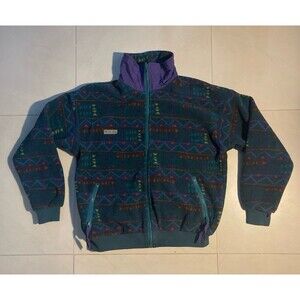 Vintage Columbia Green Geo Fleece Jacket